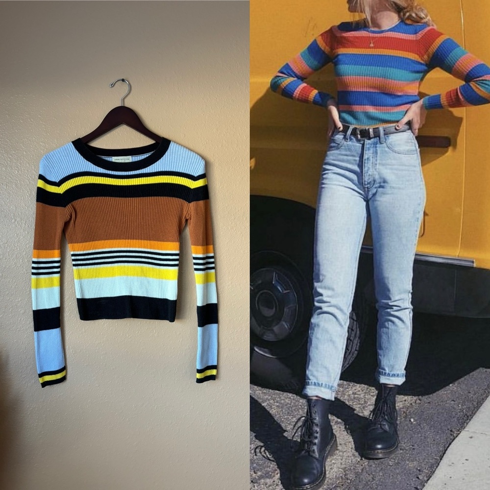 Urban Outfitters Funky Striped Fitted Sweater - Size XS